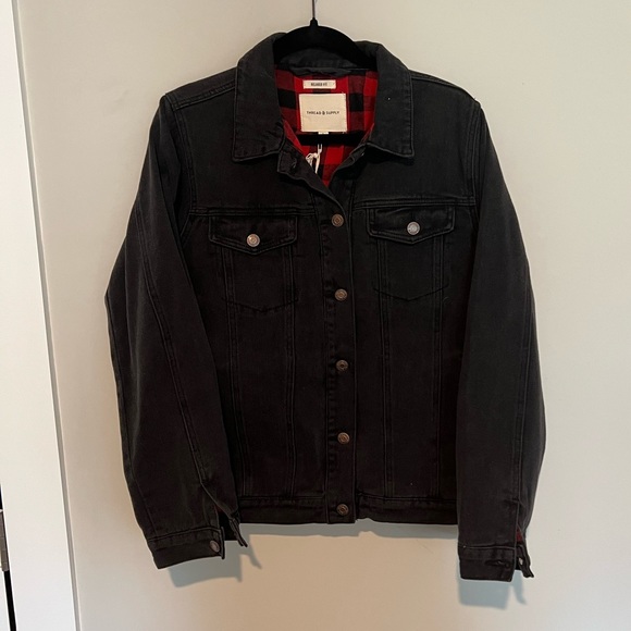 Thread & Supply Flannel Lined Denim Jacket NWT - Picture 2 of 5